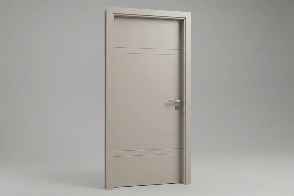 Porta da linha WPC na cor fendi com frisos horizontais