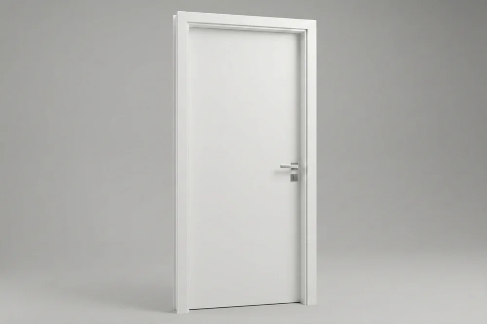 Porta WPC modelo Lisa branca, superfície totalmente lisa